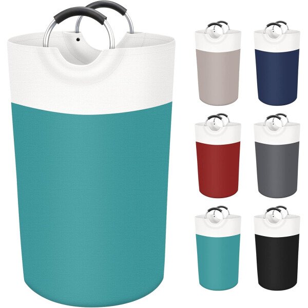 BlissTotes - Canasta de lavandería plegable para ropa sucia, tela impermeable con asas de aluminio protegidas de espuma para la universidad, dormitorio, familia, 90 litros, color negro - Imagen 95