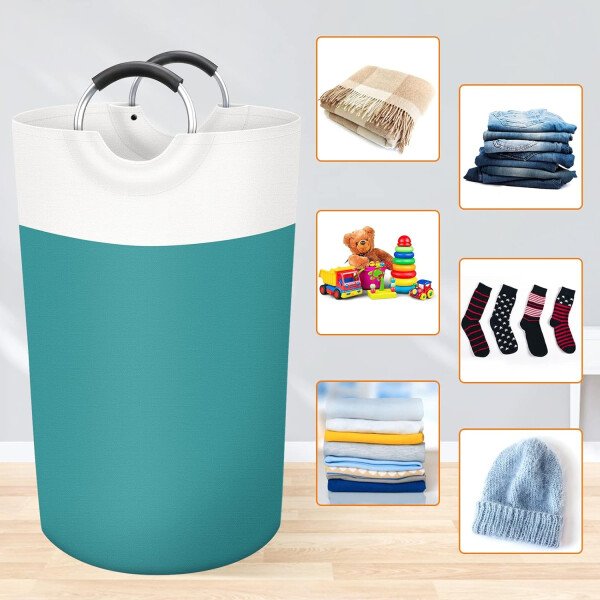 BlissTotes - Canasta de lavandería plegable para ropa sucia, tela impermeable con asas de aluminio protegidas de espuma para la universidad, dormitorio, familia, 90 litros, color negro - Imagen 97