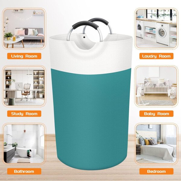 BlissTotes - Canasta de lavandería plegable para ropa sucia, tela impermeable con asas de aluminio protegidas de espuma para la universidad, dormitorio, familia, 90 litros, color negro - Imagen 98
