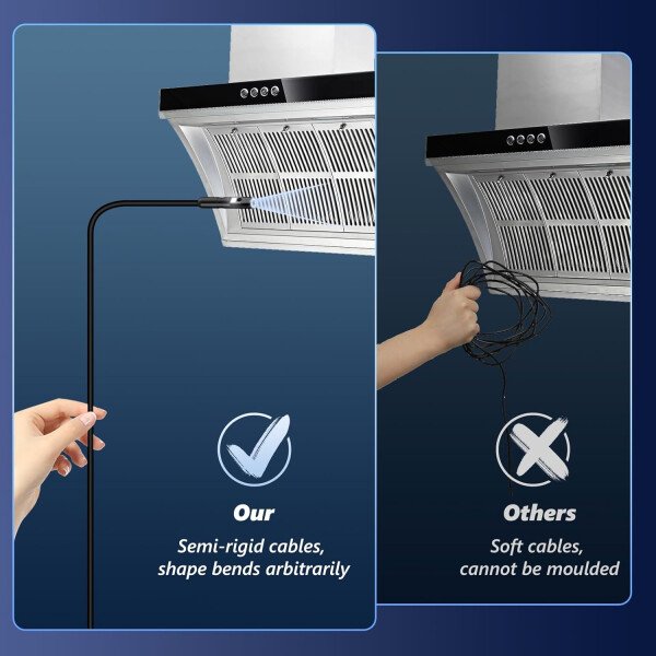 Cámara endoscopio de doble lente con luz, cámara de inspección de serpiente, boroscopio HD 1920P de 4.3 pulgadas, IP67 impermeable, 8 LED ajustables, kit de herramientas semirrígidas de 16.4 pies para - Imagen 6