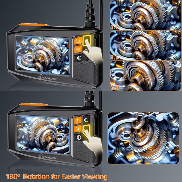 Cámara endoscopio de doble lente con luz, cámara de inspección de serpiente, boroscopio HD 1920P de 4.3 pulgadas, IP67 impermeable, 8 LED ajustables, kit de herramientas semirrígidas de 16.4 pies para - Imagen 17