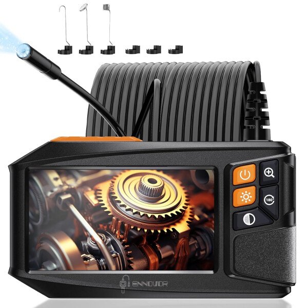 Cámara endoscopio de doble lente con luz, cámara de inspección de serpiente, boroscopio HD 1920P de 4.3 pulgadas, IP67 impermeable, 8 LED ajustables, kit de herramientas semirrígidas de 16.4 pies para - Imagen 19
