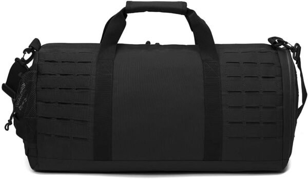 QT&QY Bolsa de lona táctica militar de 40 litros para hombres, bolsa de gimnasio, bolsa de viaje, bolsa de entrenamiento con compartimento para zapatos, bolsa de baloncesto, fútbol, fin de semana, Negro, Bolsa de lona para gimnasio - Imagen 4