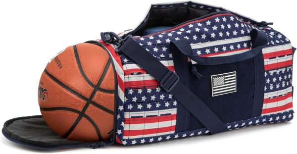 QT&QY Bolsa de lona táctica militar de 40 litros para hombres, bolsa de gimnasio, bolsa de viaje, bolsa de entrenamiento con compartimento para zapatos, bolsa de baloncesto, fútbol, fin de semana, Negro, Bolsa de lona para gimnasio - Imagen 13
