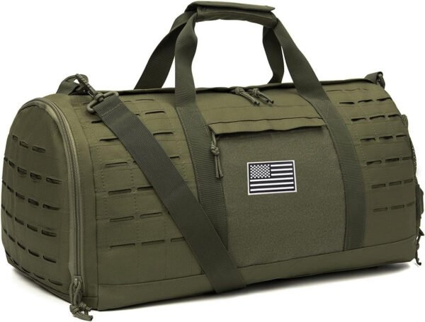 QT&QY Bolsa de lona táctica militar de 40 litros para hombres, bolsa de gimnasio, bolsa de viaje, bolsa de entrenamiento con compartimento para zapatos, bolsa de baloncesto, fútbol, fin de semana, Negro, Bolsa de lona para gimnasio - Imagen 15