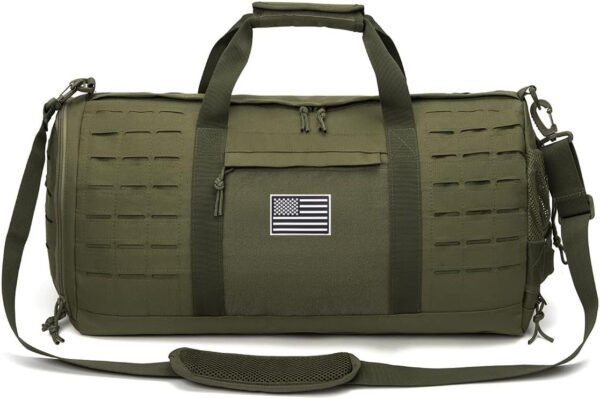 QT&QY Bolsa de lona táctica militar de 40 litros para hombres, bolsa de gimnasio, bolsa de viaje, bolsa de entrenamiento con compartimento para zapatos, bolsa de baloncesto, fútbol, fin de semana, Negro, Bolsa de lona para gimnasio - Imagen 16