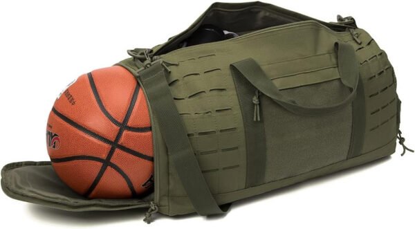 QT&QY Bolsa de lona táctica militar de 40 litros para hombres, bolsa de gimnasio, bolsa de viaje, bolsa de entrenamiento con compartimento para zapatos, bolsa de baloncesto, fútbol, fin de semana, Negro, Bolsa de lona para gimnasio - Imagen 19