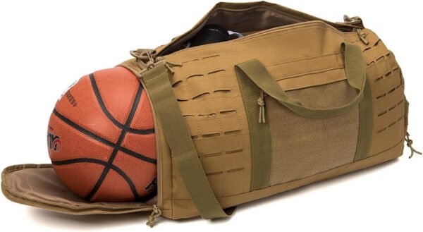 QT&QY Bolsa de lona táctica militar de 40 litros para hombres, bolsa de gimnasio, bolsa de viaje, bolsa de entrenamiento con compartimento para zapatos, bolsa de baloncesto, fútbol, fin de semana, Negro, Bolsa de lona para gimnasio - Imagen 26
