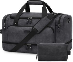 ZOMFELT Bolsa de lona para viajes, bolsas de lona de viaje de 40L para hombres y mujeres, Negro -, Bolsa de viaje