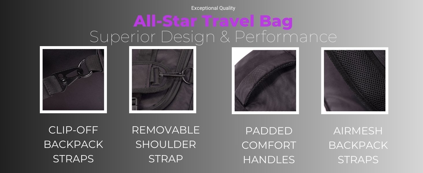 Wear it your way, superior design & performance: clip-off backpack straps, removable shoulder strap