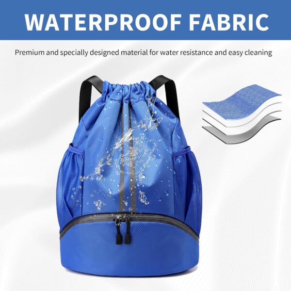 Mochila de gimnasio con cordón y compartimento para zapatos para fútbol, baloncesto, natación y playa, ideal para hombres y mujeres, Negro -, Grande, Moderno - Imagen 43