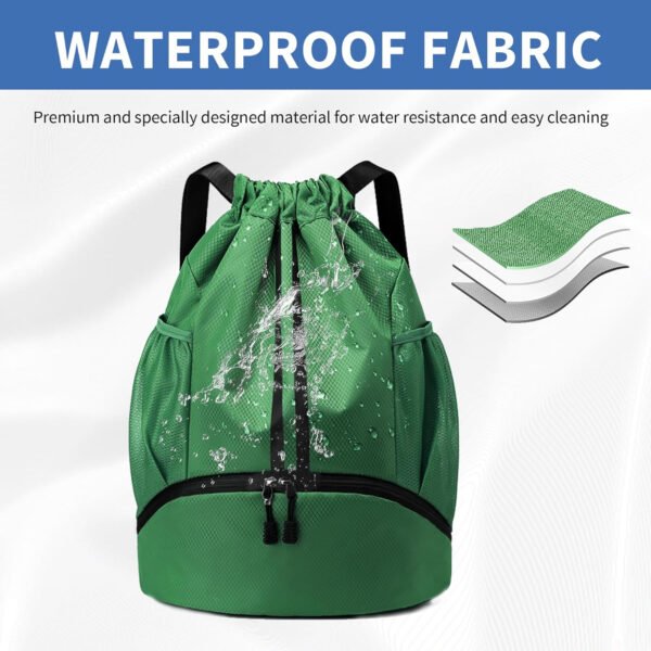 Mochila de gimnasio con cordón y compartimento para zapatos para fútbol, baloncesto, natación y playa, ideal para hombres y mujeres, Negro -, Grande, Moderno - Imagen 57