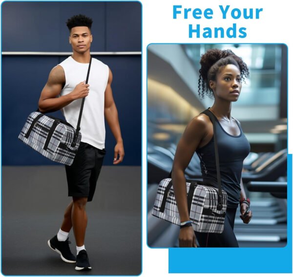 Pequeña bolsa de gimnasio de 14 pulgadas, ligera, de transporte, mini bolsa de lona para viajes y deportes, Negro -, Bolsa de gimnasio pequeña - Imagen 15