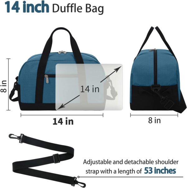 Pequeña bolsa de gimnasio de 14 pulgadas, ligera, de transporte, mini bolsa de lona para viajes y deportes, Negro -, Bolsa de gimnasio pequeña - Imagen 28