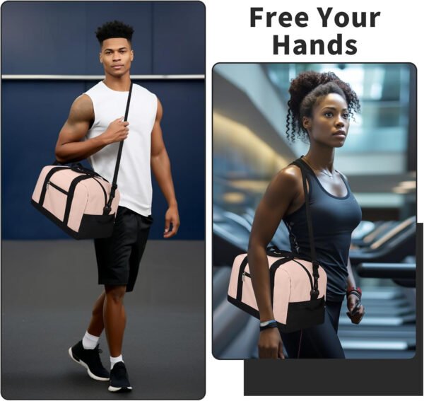 Pequeña bolsa de gimnasio de 14 pulgadas, ligera, de transporte, mini bolsa de lona para viajes y deportes, Negro -, Bolsa de gimnasio pequeña - Imagen 50