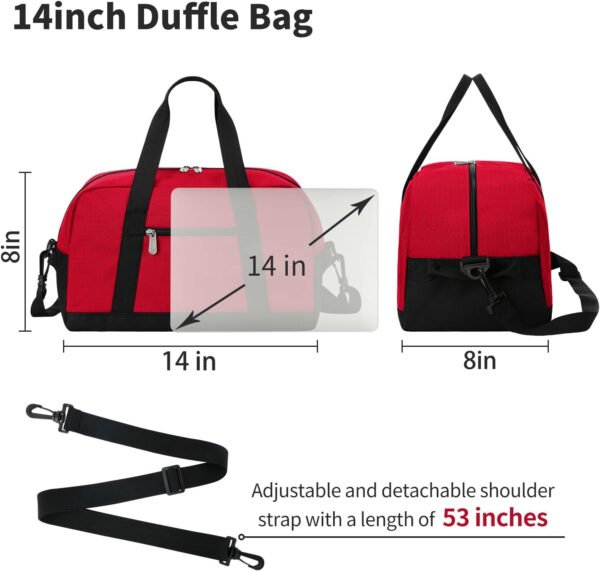 Pequeña bolsa de gimnasio de 14 pulgadas, ligera, de transporte, mini bolsa de lona para viajes y deportes, Negro -, Bolsa de gimnasio pequeña - Imagen 56