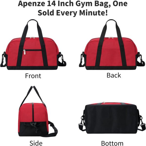 Pequeña bolsa de gimnasio de 14 pulgadas, ligera, de transporte, mini bolsa de lona para viajes y deportes, Negro -, Bolsa de gimnasio pequeña - Imagen 58