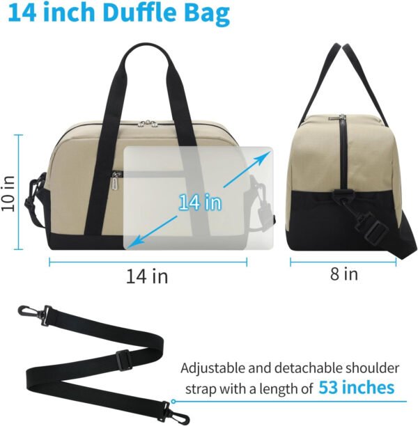 Pequeña bolsa de gimnasio de 14 pulgadas, ligera, de transporte, mini bolsa de lona para viajes y deportes, Negro -, Bolsa de gimnasio pequeña - Imagen 70
