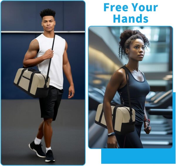 Pequeña bolsa de gimnasio de 14 pulgadas, ligera, de transporte, mini bolsa de lona para viajes y deportes, Negro -, Bolsa de gimnasio pequeña - Imagen 71