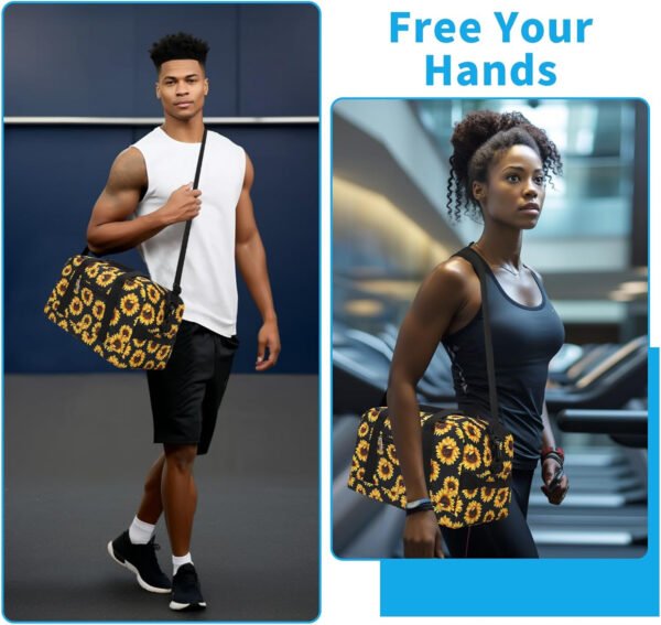 Pequeña bolsa de gimnasio de 14 pulgadas, ligera, de transporte, mini bolsa de lona para viajes y deportes, Negro -, Bolsa de gimnasio pequeña - Imagen 79