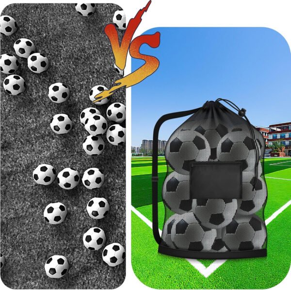 Bolsa de pelota de fútbol extragrande, bolsa de malla con cordón de 40 x 30 pulgadas con bolsillo, bolsa de red deportiva resistente para entrenadores, bolsa de almacenamiento para baloncesto, - Imagen 7
