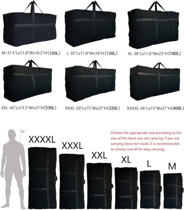 Bolso deportivo con almacenamiento extragrande, con cremalleras y asas, bolso de viaje grande y plegable - Imagen 3