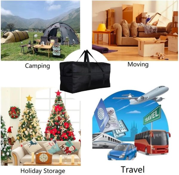 Bolso deportivo con almacenamiento extragrande, con cremalleras y asas, bolso de viaje grande y plegable - Imagen 8