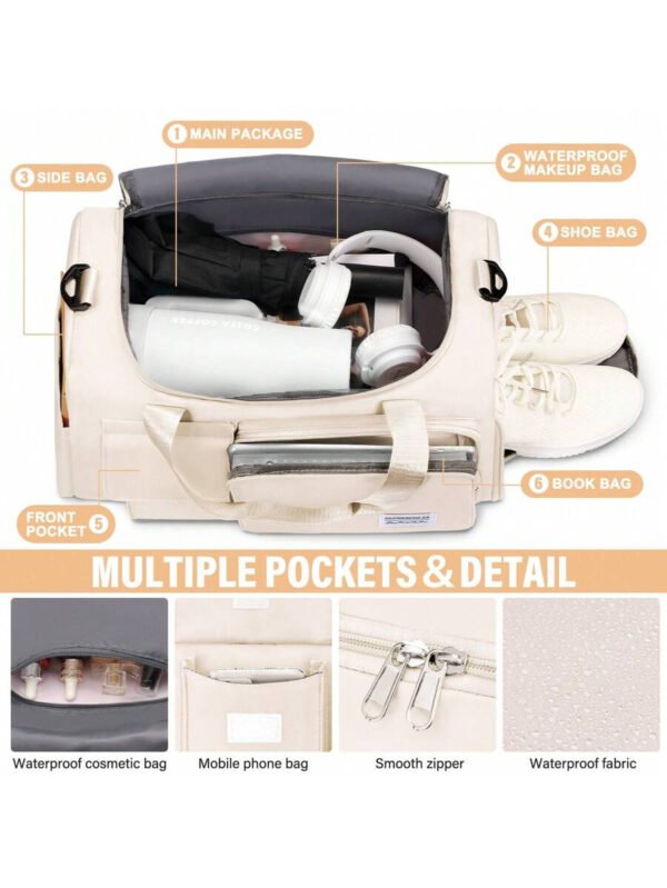 Bolsa de gimnasio para niñas, bolsa de equipaje para distancias cortas, bolsa cruzada deportiva para gimnasio con compartimento para zapatos para uso diario. - Imagen 3