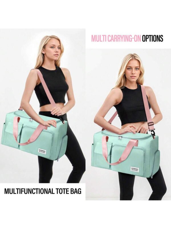 Bolsa de gimnasio para niñas, bolsa de equipaje para distancias cortas, bolsa cruzada deportiva para gimnasio con compartimento para zapatos para uso diario. - Imagen 15
