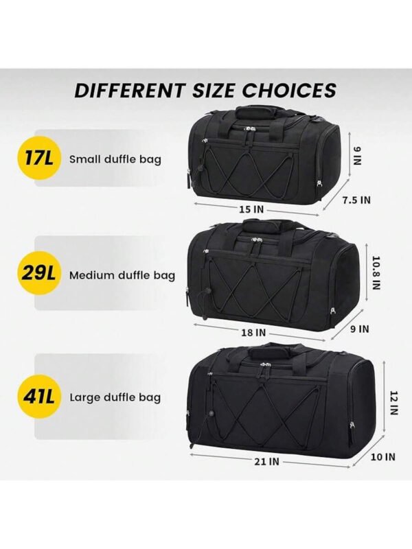 Bolsa de gimnasio Vorspack para hombres - Bolsa de deporte de 21 pulgadas para viajes, bolsa de lona ligera con compartimento para zapatos, bolsa de viaje personal, bolsa de fin de semana para viajes y deportes - Negro - Imagen 3
