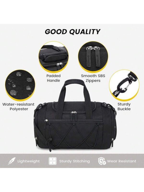 Bolsa de gimnasio Vorspack para hombres - Bolsa de deporte de 21 pulgadas para viajes, bolsa de lona ligera con compartimento para zapatos, bolsa de viaje personal, bolsa de fin de semana para viajes y deportes - Negro - Imagen 6