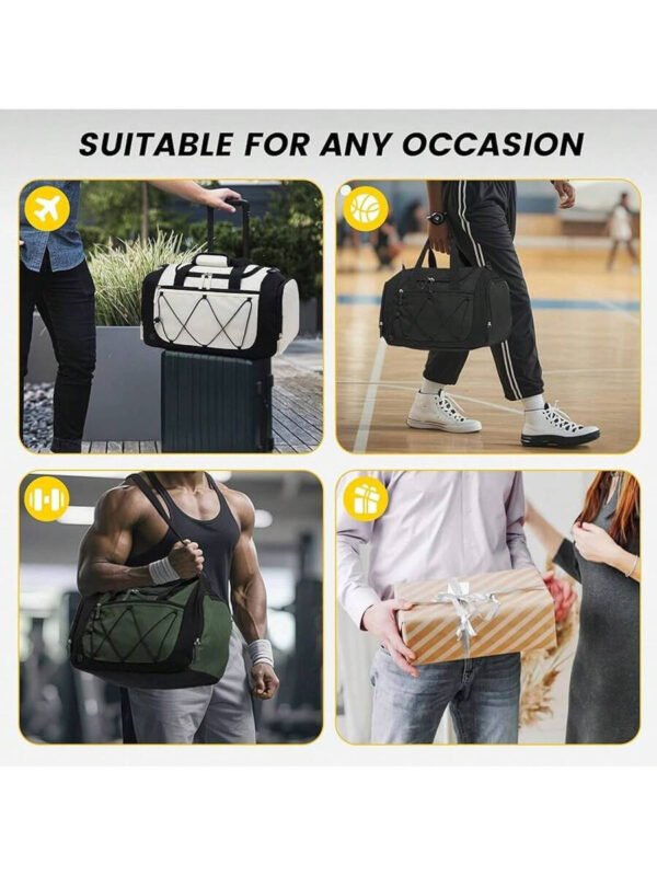 Bolsa de gimnasio Vorspack para hombres - Bolsa de deporte de 21 pulgadas para viajes, bolsa de lona ligera con compartimento para zapatos, bolsa de viaje personal, bolsa de fin de semana para viajes y deportes - Negro - Imagen 8