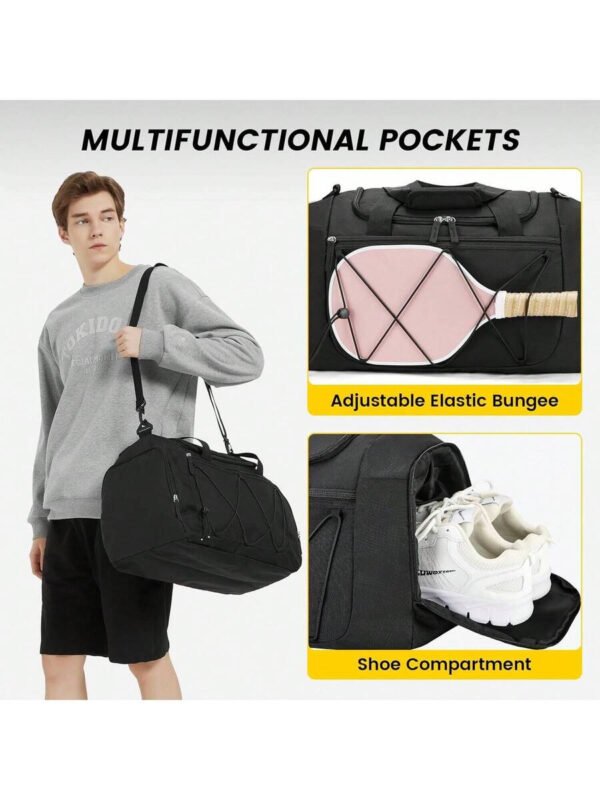 Bolsa de gimnasio Vorspack para hombres - Bolsa de deporte de 21 pulgadas para viajes, bolsa de lona ligera con compartimento para zapatos, bolsa de viaje personal, bolsa de fin de semana para viajes y deportes - Negro - Imagen 12