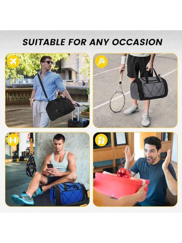 Bolsa de gimnasio Vorspack para hombres - Bolsa de deporte de 21 pulgadas para viajes, bolsa de lona ligera con compartimento para zapatos, bolsa de viaje personal, bolsa de fin de semana para viajes y deportes - Negro - Imagen 19