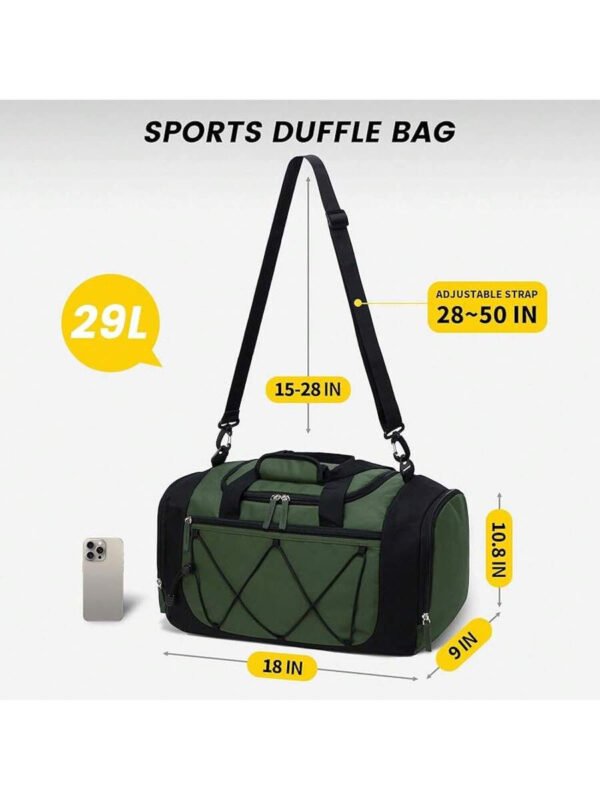 Bolsa de gimnasio Vorspack para hombres - Bolsa de deporte de 21 pulgadas para viajes, bolsa de lona ligera con compartimento para zapatos, bolsa de viaje personal, bolsa de fin de semana para viajes y deportes - Negro - Imagen 21