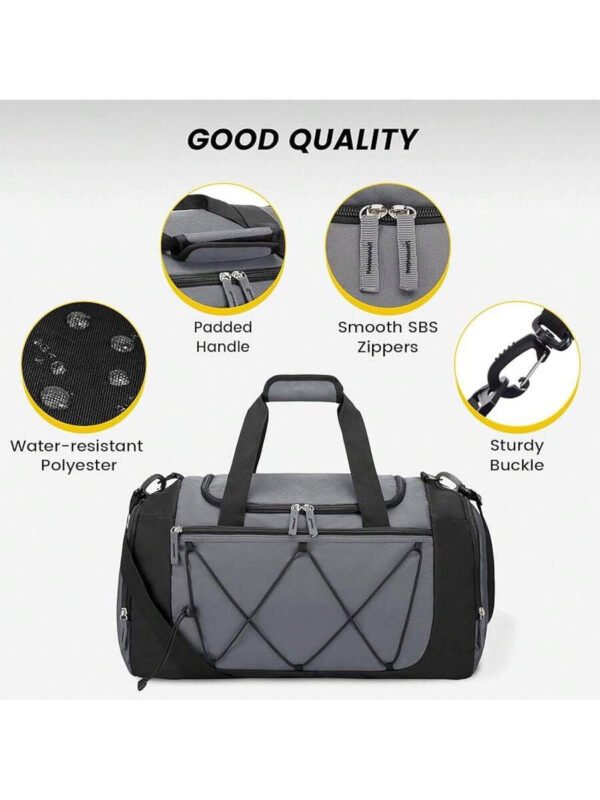 Bolsa de gimnasio Vorspack para hombres - Bolsa de deporte de 21 pulgadas para viajes, bolsa de lona ligera con compartimento para zapatos, bolsa de viaje personal, bolsa de fin de semana para viajes y deportes - Negro - Imagen 30