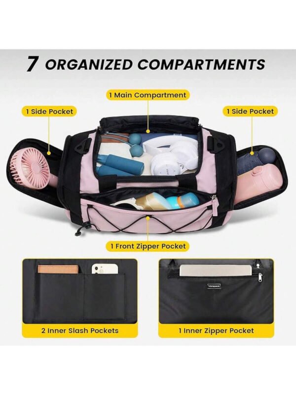 Bolsa de gimnasio Vorspack para hombres - Bolsa de deporte de 21 pulgadas para viajes, bolsa de lona ligera con compartimento para zapatos, bolsa de viaje personal, bolsa de fin de semana para viajes y deportes - Negro - Imagen 34