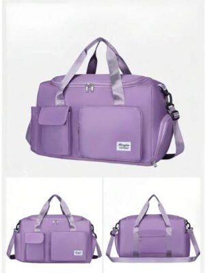 Bolsa de gimnasio de 35L, Bolso cruzado de yoga, Bolsa deportiva con compartimento para zapatos y compartimento para ropa húmeda, de tela Oxford negra resistente al desgaste y impermeable, Bolsa de viaje con bolsillos húmedos y secos, Bolso de mano ligero para llevar, Bolso de fin de semana para mujeres y hombres para viajes de entrenamiento, gimnasio, natación y vacaciones de negocios