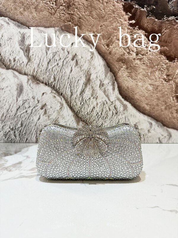 Nuevo bolso de mano de lujo con cadena, dorado, con strass, Bolso de mano de embrague arcoíris con cuentas para la noche, para damas, adecuado para ocasiones formales como cenas, bodas, banquetes, como regalo para mujeres - Imagen 12