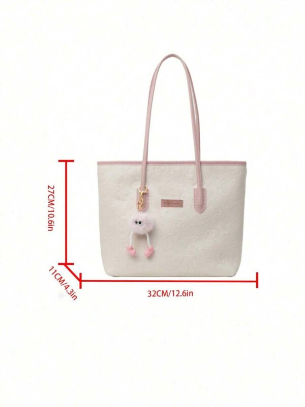 Bolso de hombro versátil y de moda con gran capacidad para mujeres, nuevo bolso de lona tipo tote, diseño preferido, perfecto para la escuela, el transporte y las compras (sin colgante) - Imagen 12