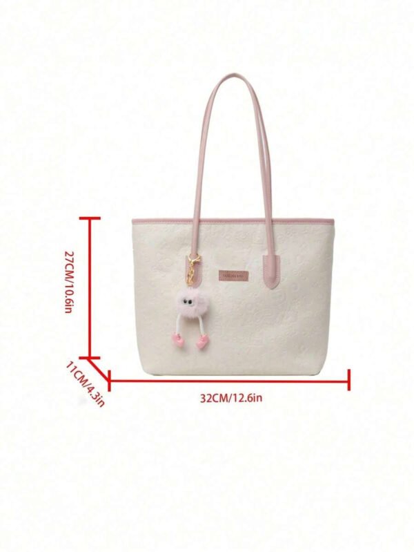 Bolso de hombro versátil y de moda con gran capacidad para mujeres, nuevo bolso de lona tipo tote, diseño preferido, perfecto para la escuela, el transporte y las compras (sin colgante) - Imagen 32