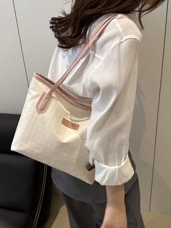 Bolso de hombro versátil y de moda con gran capacidad para mujeres, nuevo bolso de lona tipo tote, diseño preferido, perfecto para la escuela, el transporte y las compras (sin colgante) - Imagen 52