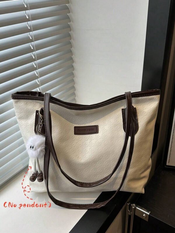 Bolso de hombro versátil y de moda con gran capacidad para mujeres, nuevo bolso de lona tipo tote, diseño preferido, perfecto para la escuela, el transporte y las compras (sin colgante) - Imagen 55