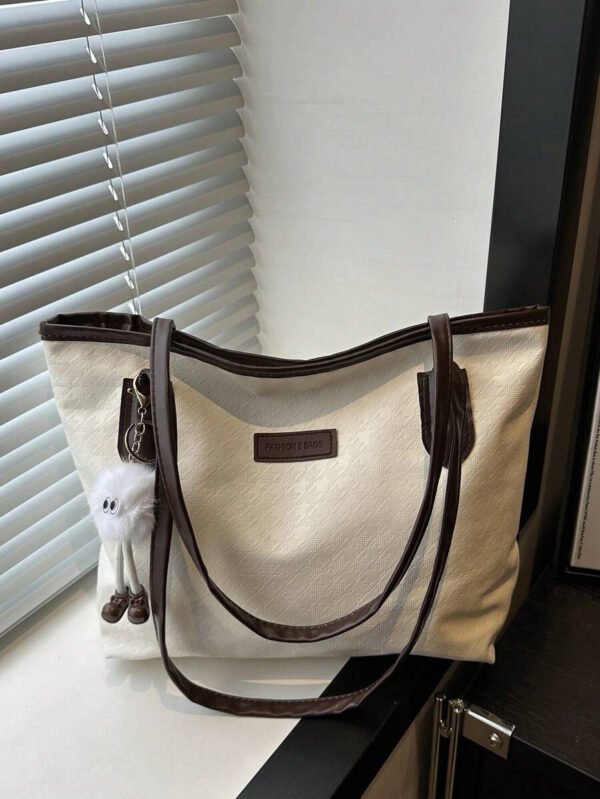 Bolso de hombro versátil y de moda con gran capacidad para mujeres, nuevo bolso de lona tipo tote, diseño preferido, perfecto para la escuela, el transporte y las compras (sin colgante) - Imagen 56