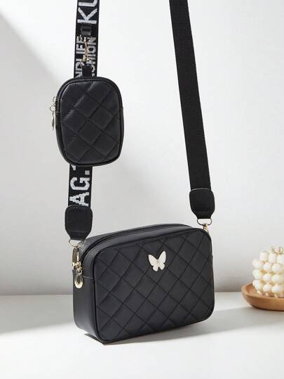 Bolso de mujer con diseño de mariposa, bolso cruzado, bolso acolchado, bolso de mano, bolsillo pequeño, cartera