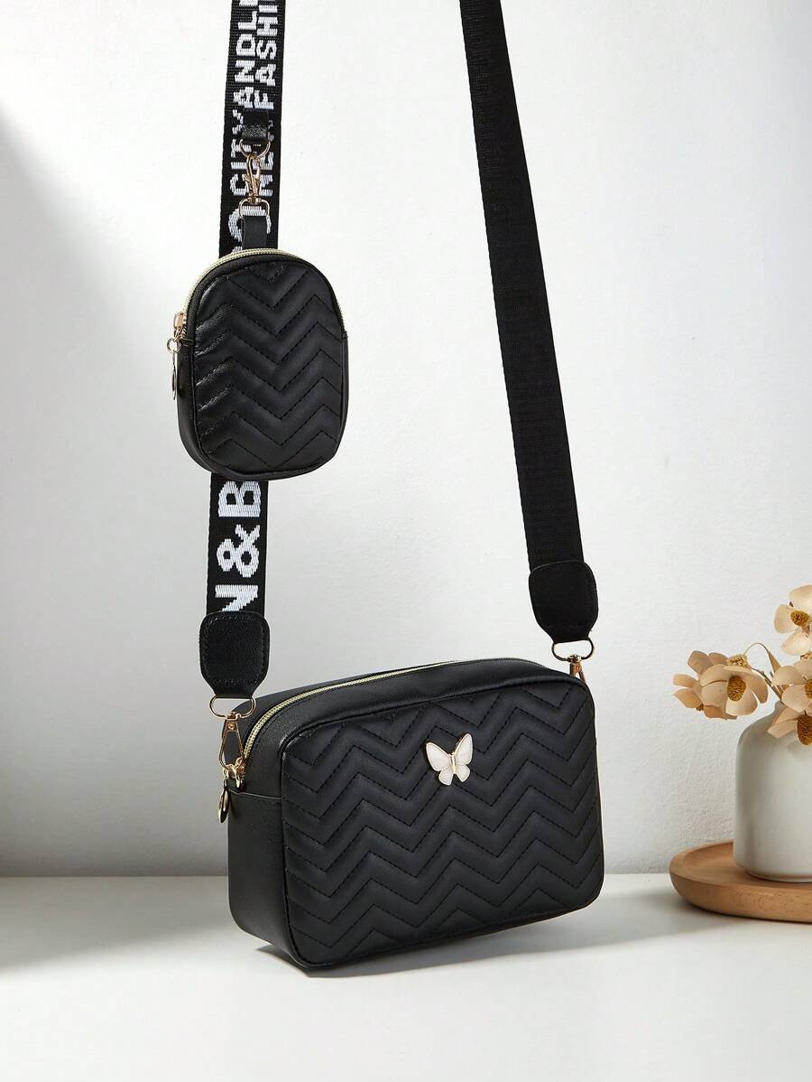 Bolso de mujer con diseño de mariposa, bolso cruzado, bolso acolchado, bolso de mano, bolsillo pequeño, cartera - Imagen 2