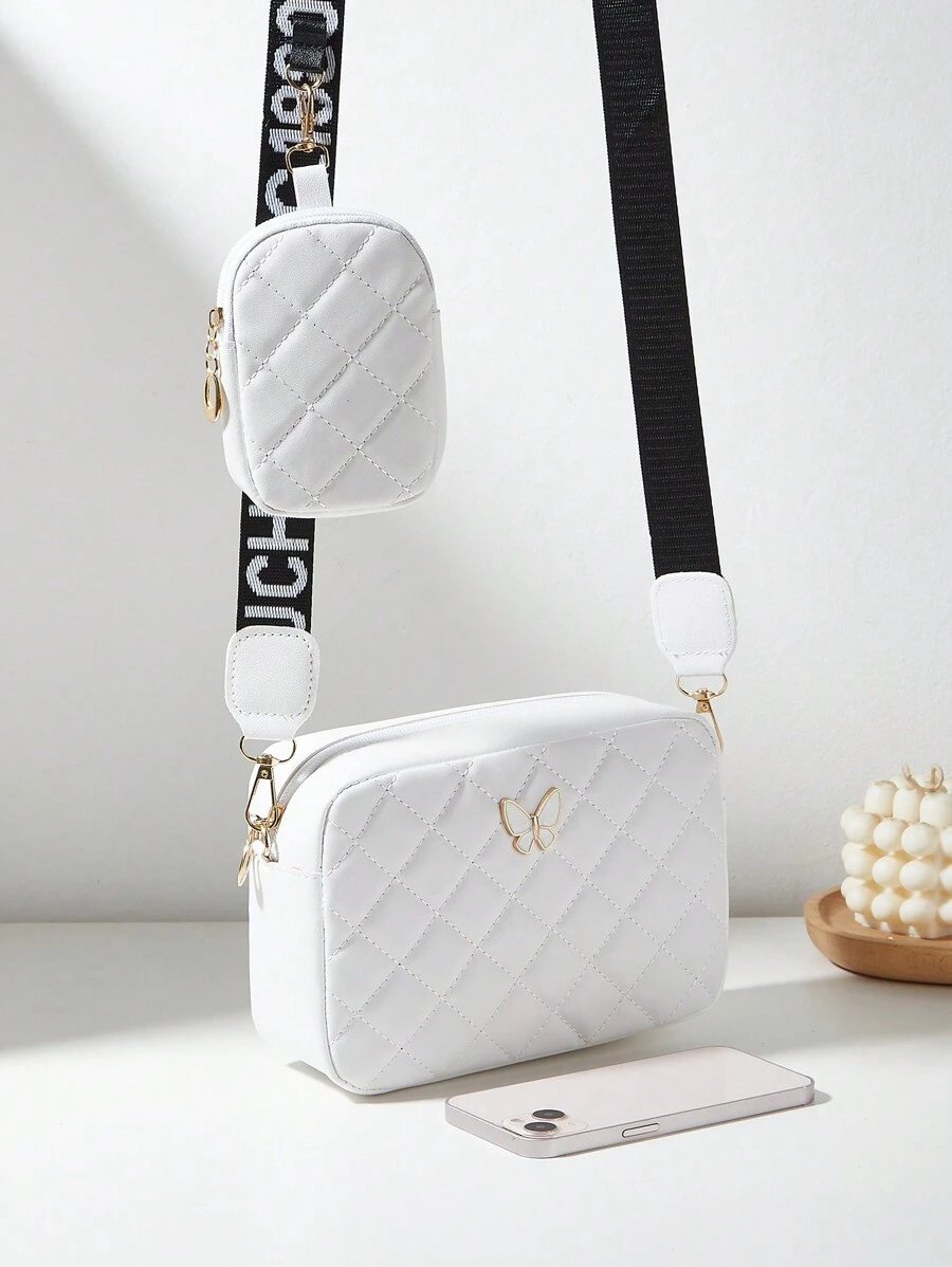 Bolso de mujer con diseño de mariposa, bolso cruzado, bolso acolchado, bolso de mano, bolsillo pequeño, cartera - Imagen 35