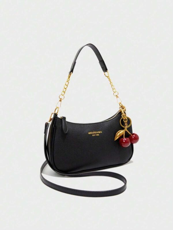 Bolso de hombro clásico, versátil y moderno de tela de PU impermeable con estampado de letra M, con cadena metálica decorativa, estilo baguette francés. Ideal para ir de compras, ir al trabajo y viajar. - Imagen 45