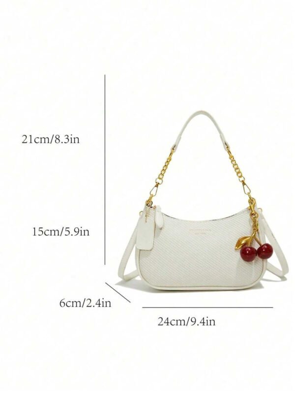 Bolso de hombro clásico, versátil y moderno de tela de PU impermeable con estampado de letra M, con cadena metálica decorativa, estilo baguette francés. Ideal para ir de compras, ir al trabajo y viajar. - Imagen 55