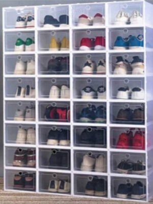 Caja transparente para zapatos, gabinete de almacenamiento de zapatos, organizador de zapatos ahorrador de espacio, caja de almacenamiento de zapatos plegable